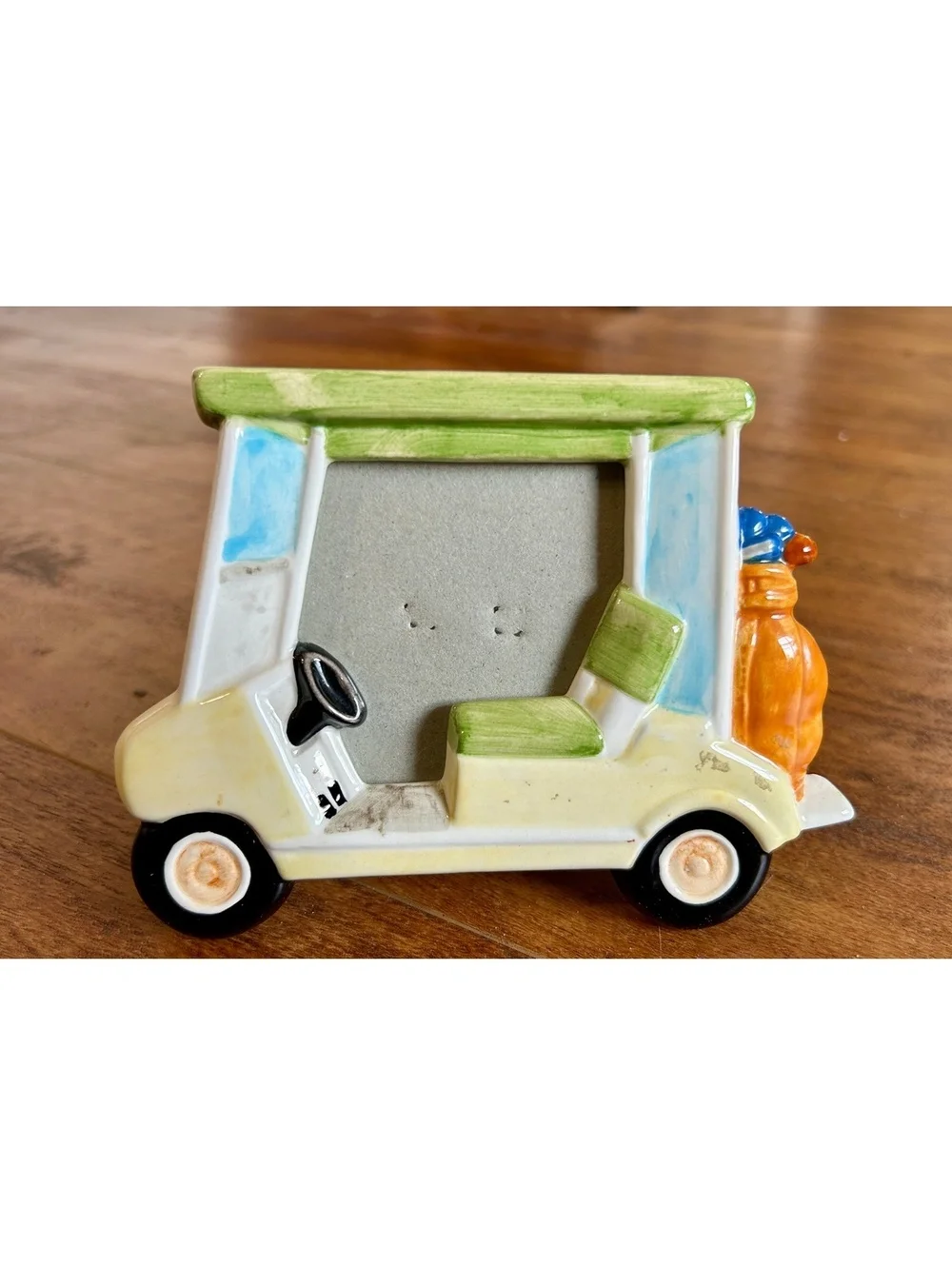 Ceramic Golf Cart Photo Frame with Stand